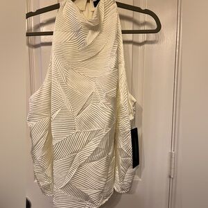 NWT Donna Karan Cream Sleeveless Textured Blouse, Size Small
